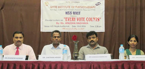 Frontier lecture on Every vote counts at Nitte institute of physiotherapy 